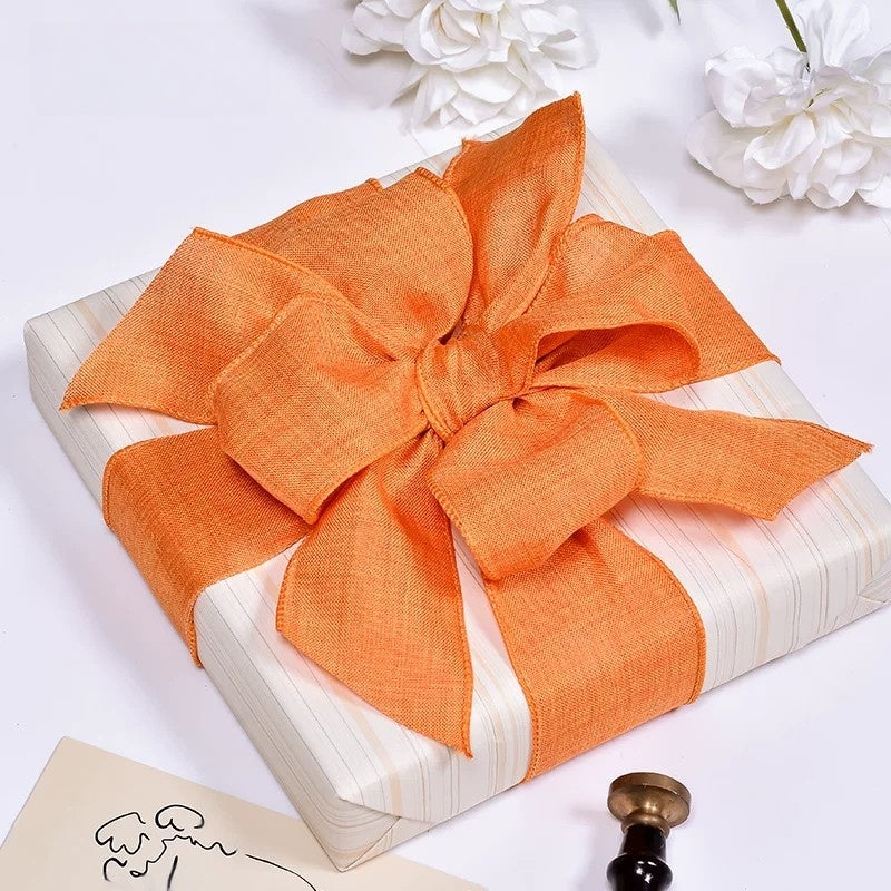 27 Colors Available Linen Craft Ribbon, 63mm Wide, 10 Yards per Roll, Fine Grain / Coarse Grain Options, Suitable for DIY Crafts and Gift Wrapping.