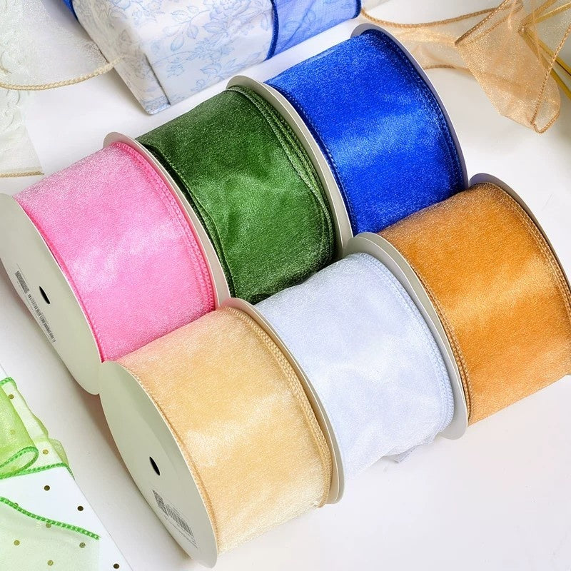 2.5Inch (63mm) 10Yards Crystal Organza Ribbon, 10 Colors Available. Perfect for gift wrapping, wedding & party decor, bow making and floral decoration.