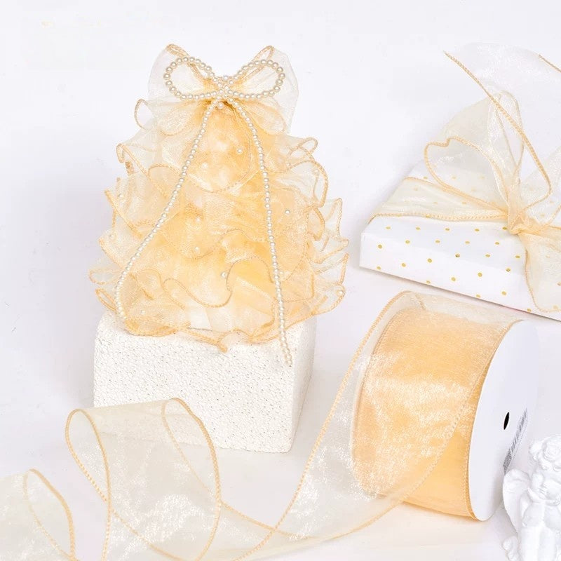 2.5Inch (63mm) 10Yards Crystal Organza Ribbon, 10 Colors Available. Perfect for gift wrapping, wedding & party decor, bow making and floral decoration.