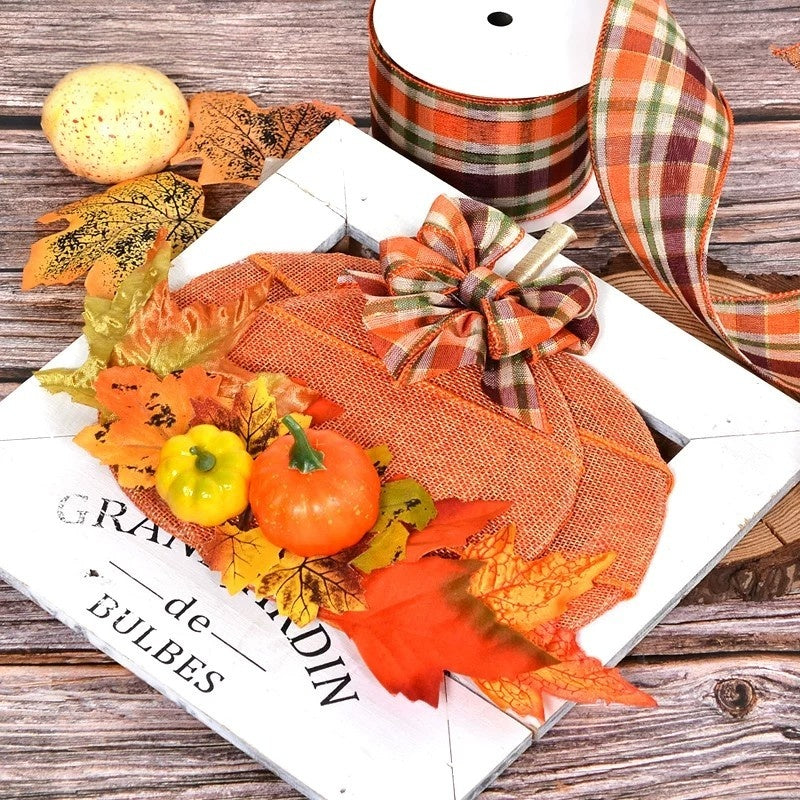 2.5 Inch (63mm) 10 Yards Fine Linen Plaid Cuff Ribbon, 12 Colors Available. Ideal for festive decorative bows, wreath making, gift wrapping and home decoration.