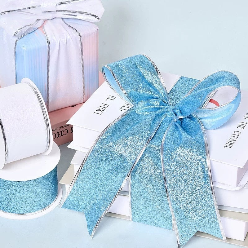 2.5Inch(63mm) 10Yards Shimmer Metallic Ribbon, 8 Colors Available. Shiny metallic ribbon, perfect for festival decoration, gift wrapping, DIY crafts and floral arrangement.