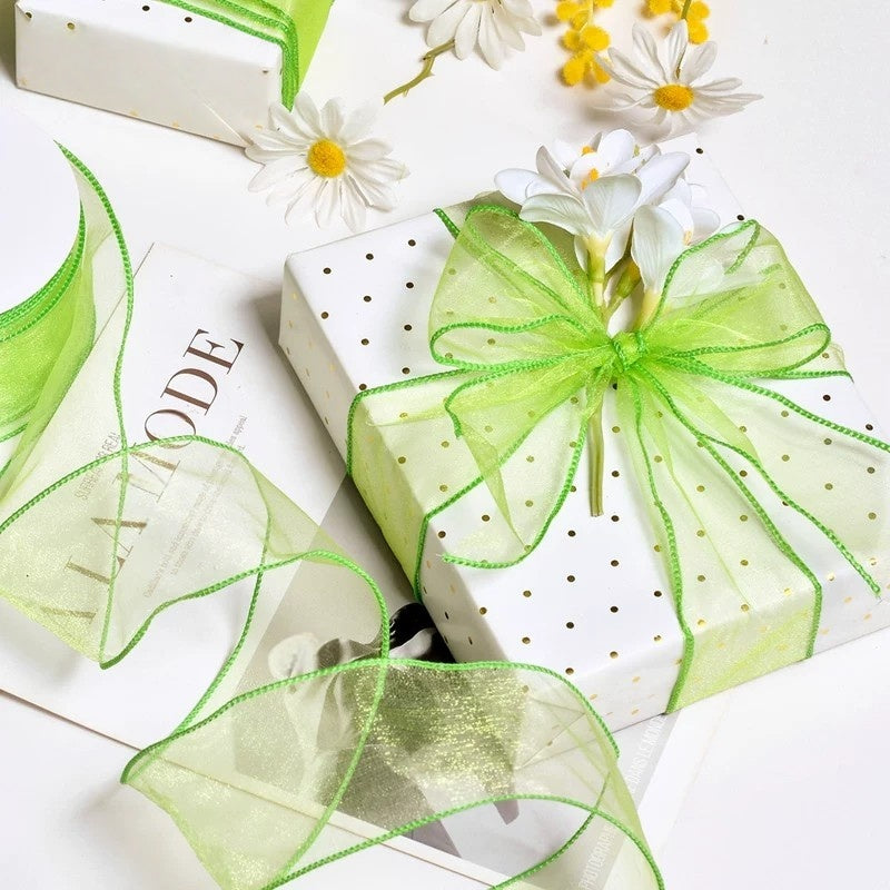 2.5Inch (63mm) 10Yards Crystal Organza Ribbon, 10 Colors Available. Perfect for gift wrapping, wedding & party decor, bow making and floral decoration.