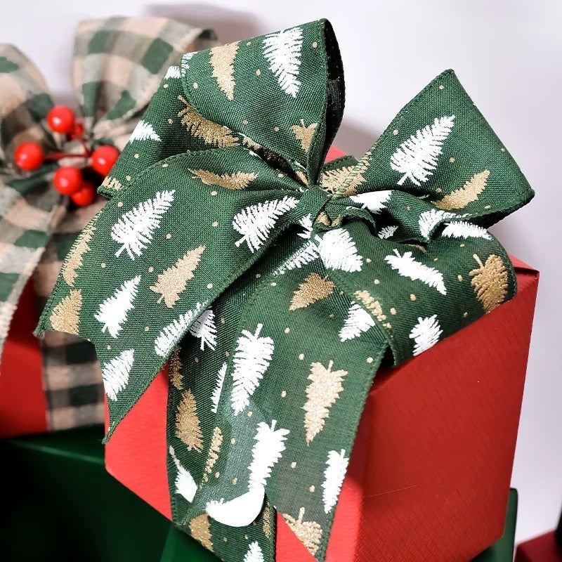 2.5Inch(63mm) 10Yards Christmas Wired Edge Ribbon, 24 Styles Available. Christmas wired edge ribbon, ideal for Christmas tree decoration, gift wrapping and festive floral arrangements.