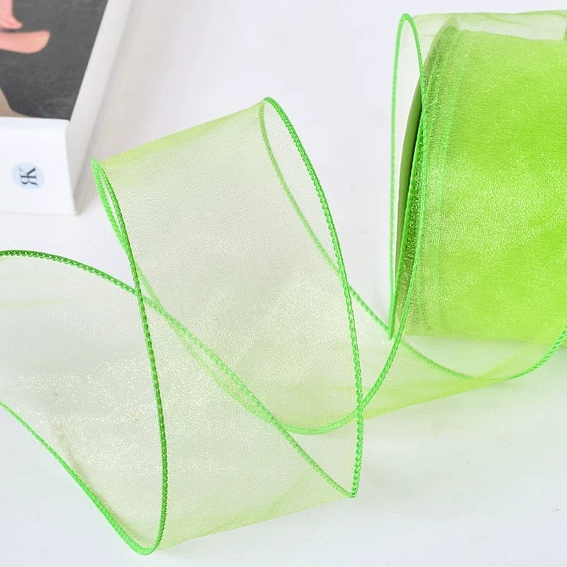 2.5Inch (63mm) 10Yards Crystal Organza Ribbon, 10 Colors Available. Perfect for gift wrapping, wedding & party decor, bow making and floral decoration.