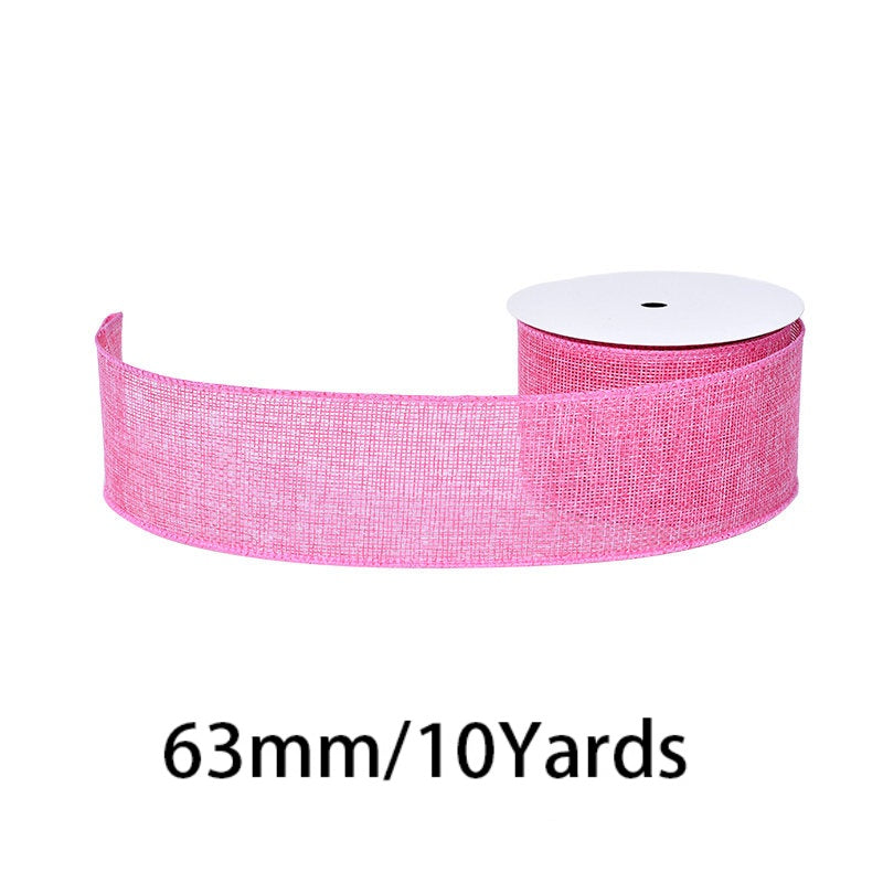 27 Colors Available Linen Craft Ribbon, 63mm Wide, 10 Yards per Roll, Fine Grain / Coarse Grain Options, Suitable for DIY Crafts and Gift Wrapping.