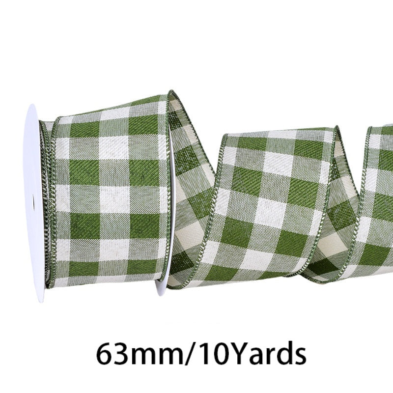 2.5 Inch (63mm) 10 Yards Fine Linen Plaid Cuff Ribbon, 12 Colors Available. Ideal for festive decorative bows, wreath making, gift wrapping and home decoration.