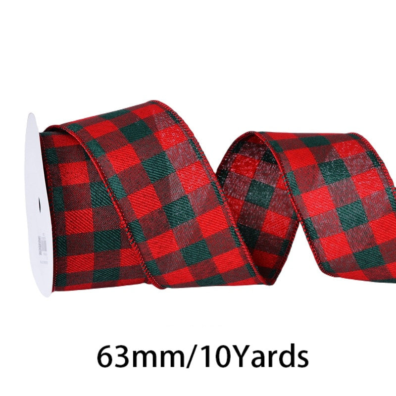 2.5 Inch (63mm) 10 Yards Fine Linen Plaid Cuff Ribbon, 12 Colors Available. Ideal for festive decorative bows, wreath making, gift wrapping and home decoration.