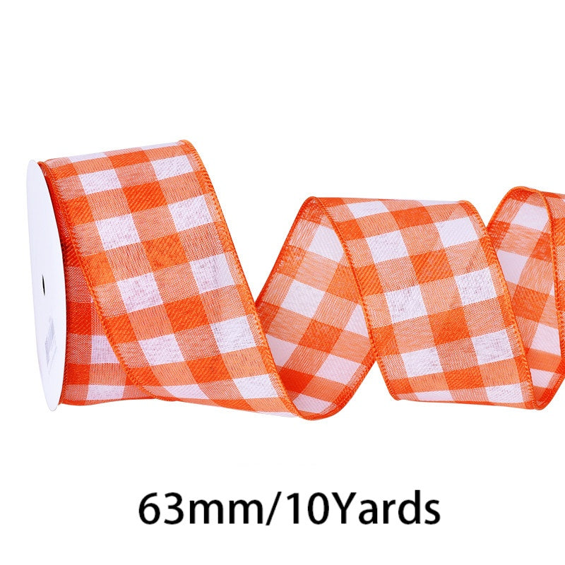 2.5 Inch (63mm) 10 Yards Fine Linen Plaid Cuff Ribbon, 12 Colors Available. Ideal for festive decorative bows, wreath making, gift wrapping and home decoration.