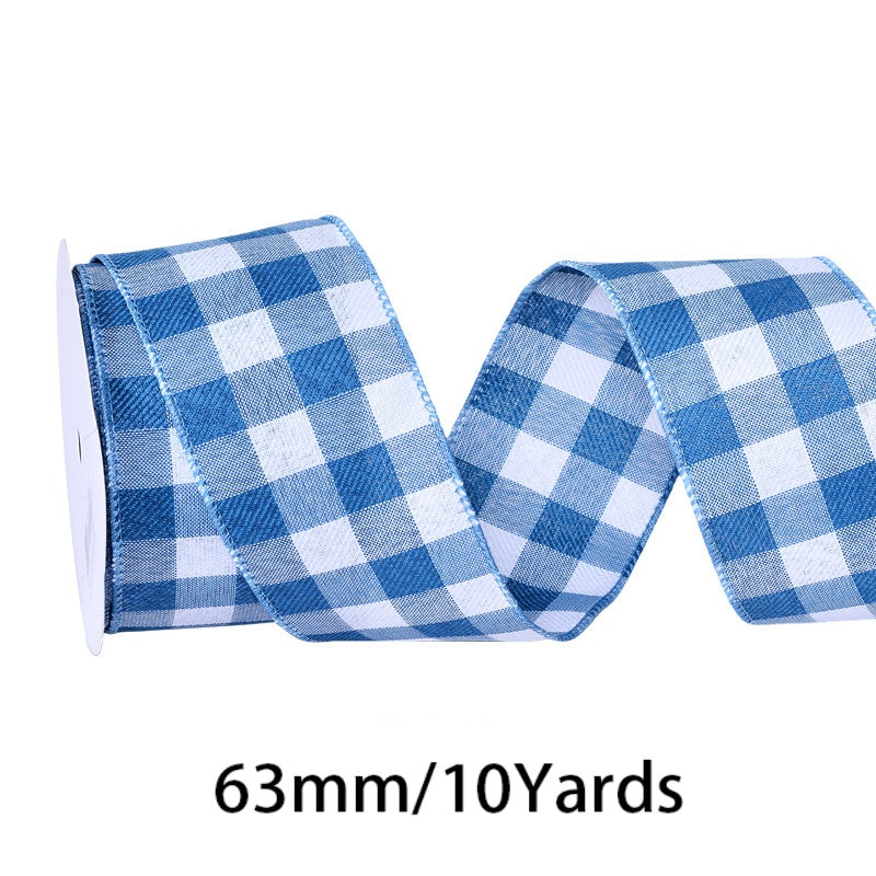 2.5 Inch (63mm) 10 Yards Fine Linen Plaid Cuff Ribbon, 12 Colors Available. Ideal for festive decorative bows, wreath making, gift wrapping and home decoration.
