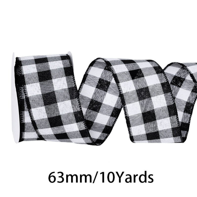 2.5 Inch (63mm) 10 Yards Fine Linen Plaid Cuff Ribbon, 12 Colors Available. Ideal for festive decorative bows, wreath making, gift wrapping and home decoration.