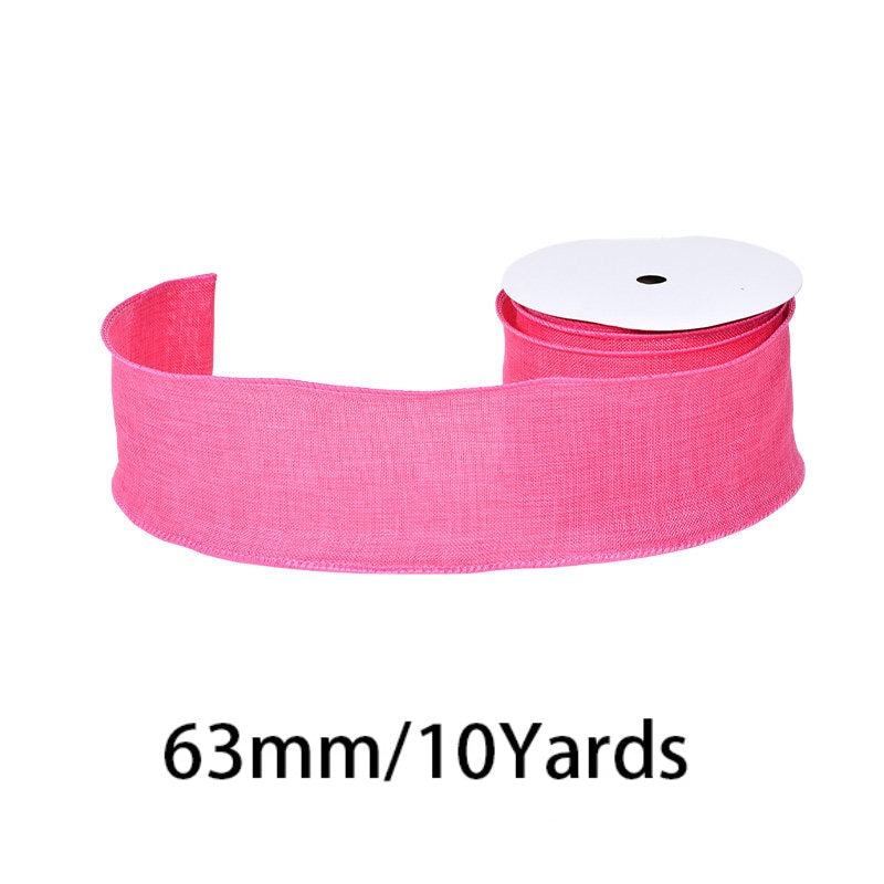 27 Colors Available Linen Craft Ribbon, 63mm Wide, 10 Yards per Roll, Fine Grain / Coarse Grain Options, Suitable for DIY Crafts and Gift Wrapping.