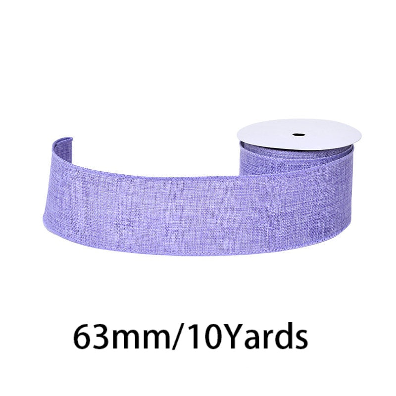 27 Colors Available Linen Craft Ribbon, 63mm Wide, 10 Yards per Roll, Fine Grain / Coarse Grain Options, Suitable for DIY Crafts and Gift Wrapping.