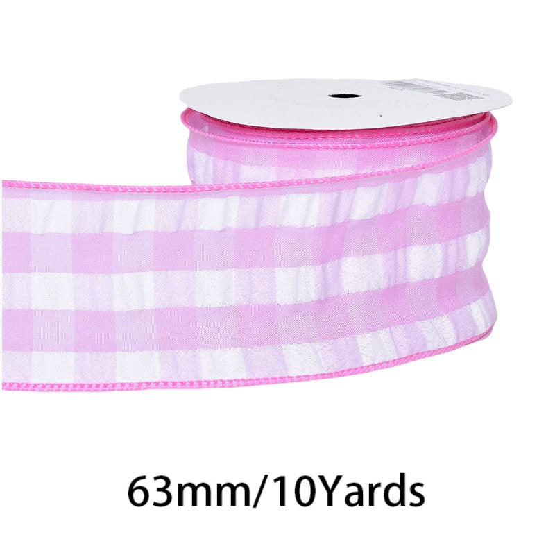 2.5Inch(63mm) 10Yards Bubble Gingham Ribbon, 9 Colors Available. Bubble check plaid ribbon, suitable for gift wrapping, festival decoration, floral arrangement and DIY crafts.