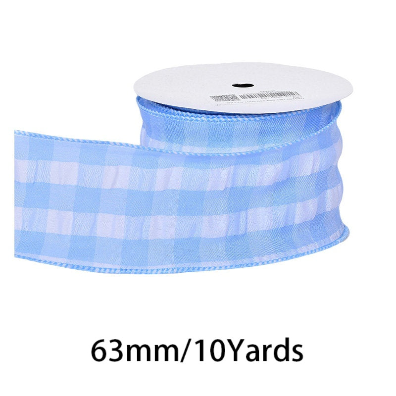2.5Inch(63mm) 10Yards Bubble Gingham Ribbon, 9 Colors Available. Bubble check plaid ribbon, suitable for gift wrapping, festival decoration, floral arrangement and DIY crafts.