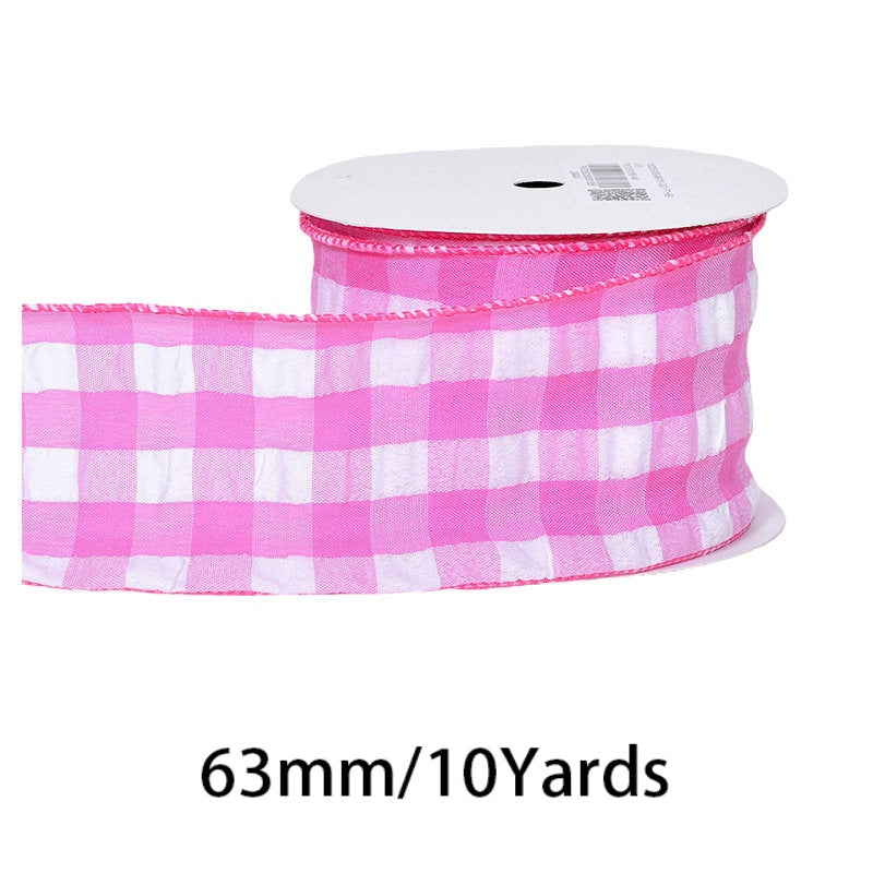 2.5Inch(63mm) 10Yards Bubble Gingham Ribbon, 9 Colors Available. Bubble check plaid ribbon, suitable for gift wrapping, festival decoration, floral arrangement and DIY crafts.