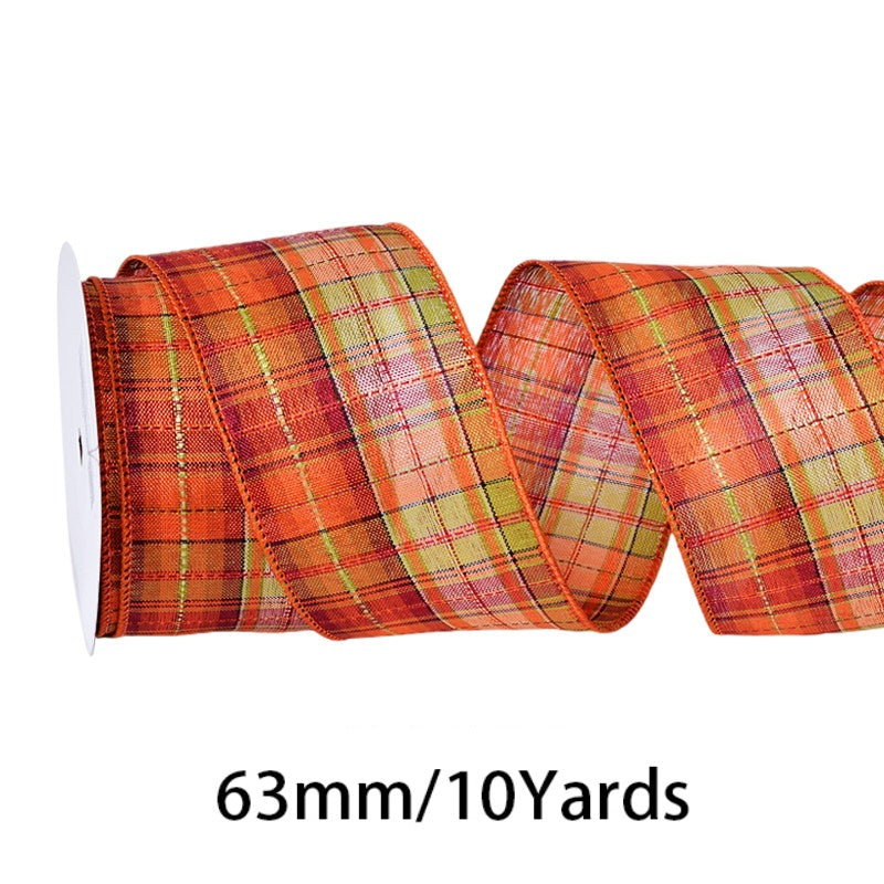 2.5 Inch (63mm) 10 Yards Fine Linen Plaid Cuff Ribbon, 12 Colors Available. Ideal for festive decorative bows, wreath making, gift wrapping and home decoration.
