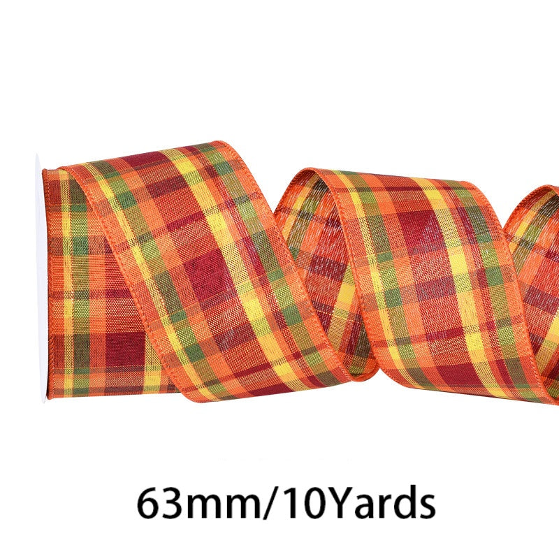2.5 Inch (63mm) 10 Yards Fine Linen Plaid Cuff Ribbon, 12 Colors Available. Ideal for festive decorative bows, wreath making, gift wrapping and home decoration.