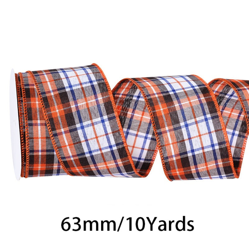 2.5 Inch (63mm) 10 Yards Fine Linen Plaid Cuff Ribbon, 12 Colors Available. Ideal for festive decorative bows, wreath making, gift wrapping and home decoration.
