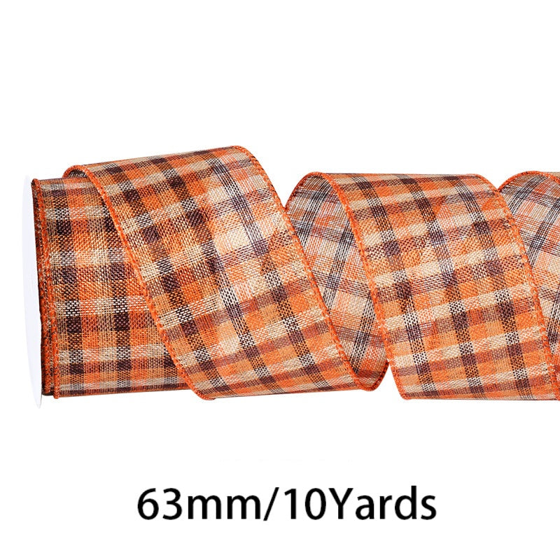 2.5 Inch (63mm) 10 Yards Fine Linen Plaid Cuff Ribbon, 12 Colors Available. Ideal for festive decorative bows, wreath making, gift wrapping and home decoration.