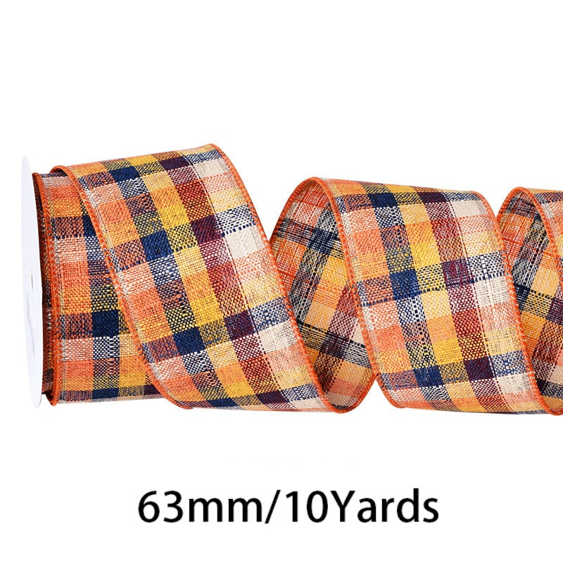 2.5 Inch (63mm) 10 Yards Fine Linen Plaid Cuff Ribbon, 12 Colors Available. Ideal for festive decorative bows, wreath making, gift wrapping and home decoration.