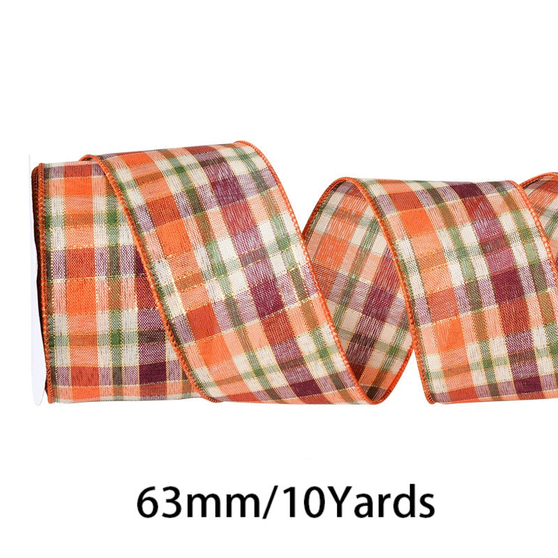 2.5 Inch (63mm) 10 Yards Fine Linen Plaid Cuff Ribbon, 12 Colors Available. Ideal for festive decorative bows, wreath making, gift wrapping and home decoration.