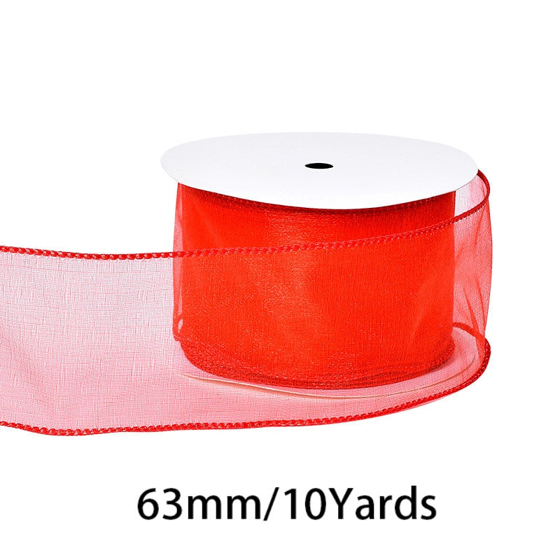2.5Inch (63mm) 10Yards Crystal Organza Ribbon, 10 Colors Available. Perfect for gift wrapping, wedding & party decor, bow making and floral decoration.
