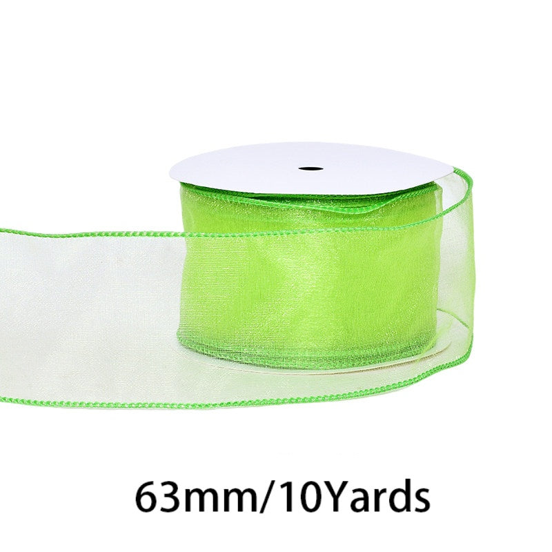 2.5Inch (63mm) 10Yards Crystal Organza Ribbon, 10 Colors Available. Perfect for gift wrapping, wedding & party decor, bow making and floral decoration.