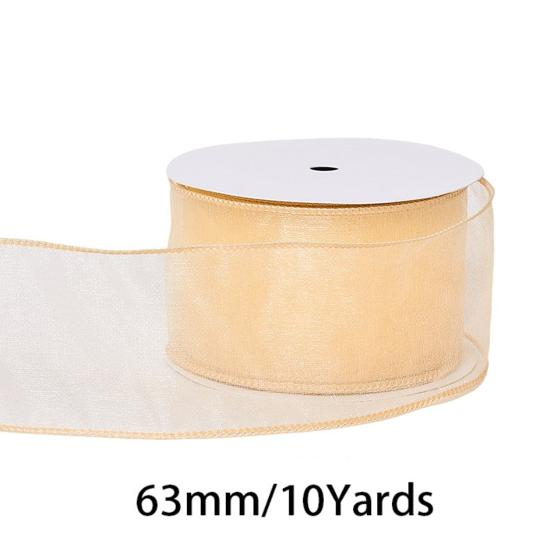 2.5Inch (63mm) 10Yards Crystal Organza Ribbon, 10 Colors Available. Perfect for gift wrapping, wedding & party decor, bow making and floral decoration.