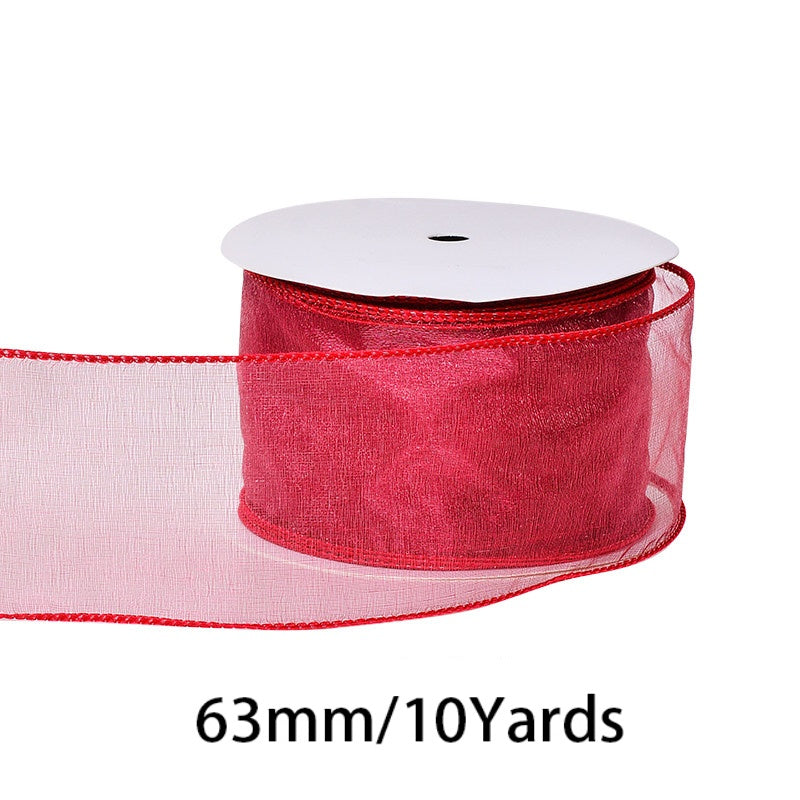 2.5Inch (63mm) 10Yards Crystal Organza Ribbon, 10 Colors Available. Perfect for gift wrapping, wedding & party decor, bow making and floral decoration.