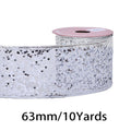 2.5 Inch (63mm) x 10 Yards/Roll Sequin Wired Edge Ribbon, Hollow Out Sparkling Design, for Christmas, Halloween, Thanksgiving, Valentine's Day, Gift Wrapping and DIY Crafts