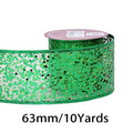 2.5 Inch (63mm) x 10 Yards/Roll Sequin Wired Edge Ribbon, Hollow Out Sparkling Design, for Christmas, Halloween, Thanksgiving, Valentine's Day, Gift Wrapping and DIY Crafts
