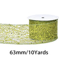 2.5 Inch (63mm) x 10 Yards/Roll Glitter Mesh Ribbon, Hollow Out Sparkling Design, for Christmas, Halloween, Thanksgiving, Valentine's Day, Gift Wrapping and DIY Crafts