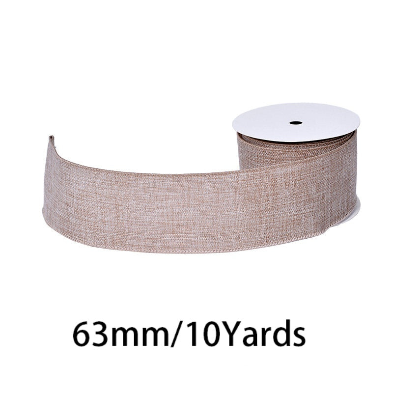 27 Colors Available Linen Craft Ribbon, 63mm Wide, 10 Yards per Roll, Fine Grain / Coarse Grain Options, Suitable for DIY Crafts and Gift Wrapping.