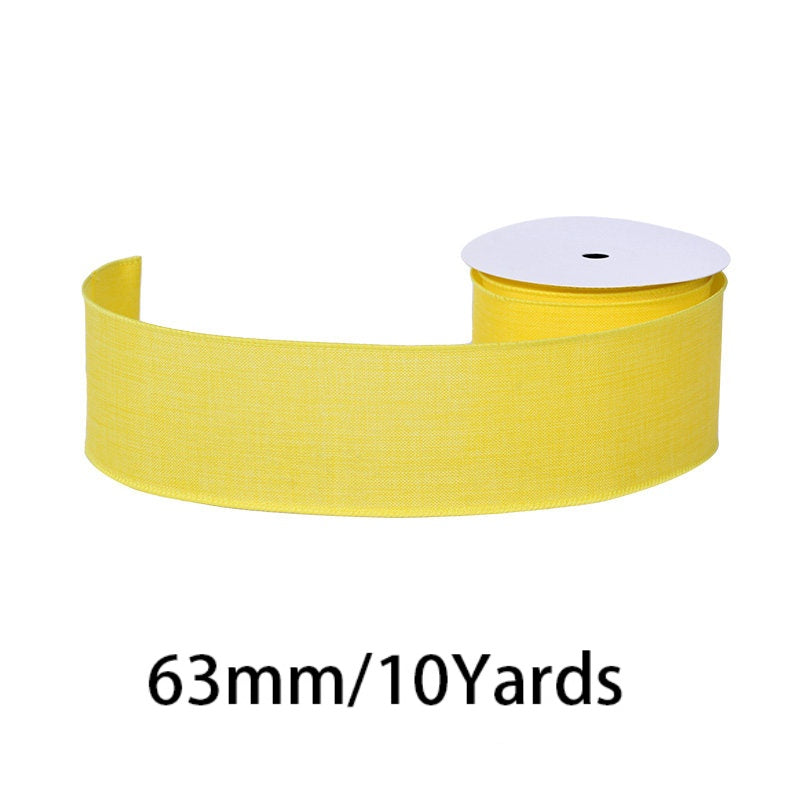 27 Colors Available Linen Craft Ribbon, 63mm Wide, 10 Yards per Roll, Fine Grain / Coarse Grain Options, Suitable for DIY Crafts and Gift Wrapping.
