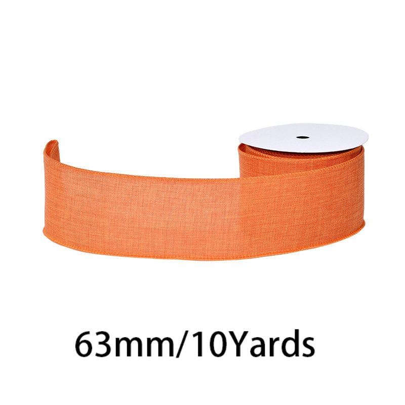 27 Colors Available Linen Craft Ribbon, 63mm Wide, 10 Yards per Roll, Fine Grain / Coarse Grain Options, Suitable for DIY Crafts and Gift Wrapping.