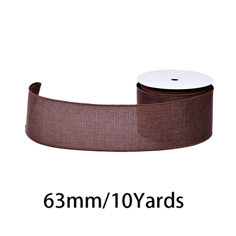 27 Colors Available Linen Craft Ribbon, 63mm Wide, 10 Yards per Roll, Fine Grain / Coarse Grain Options, Suitable for DIY Crafts and Gift Wrapping.