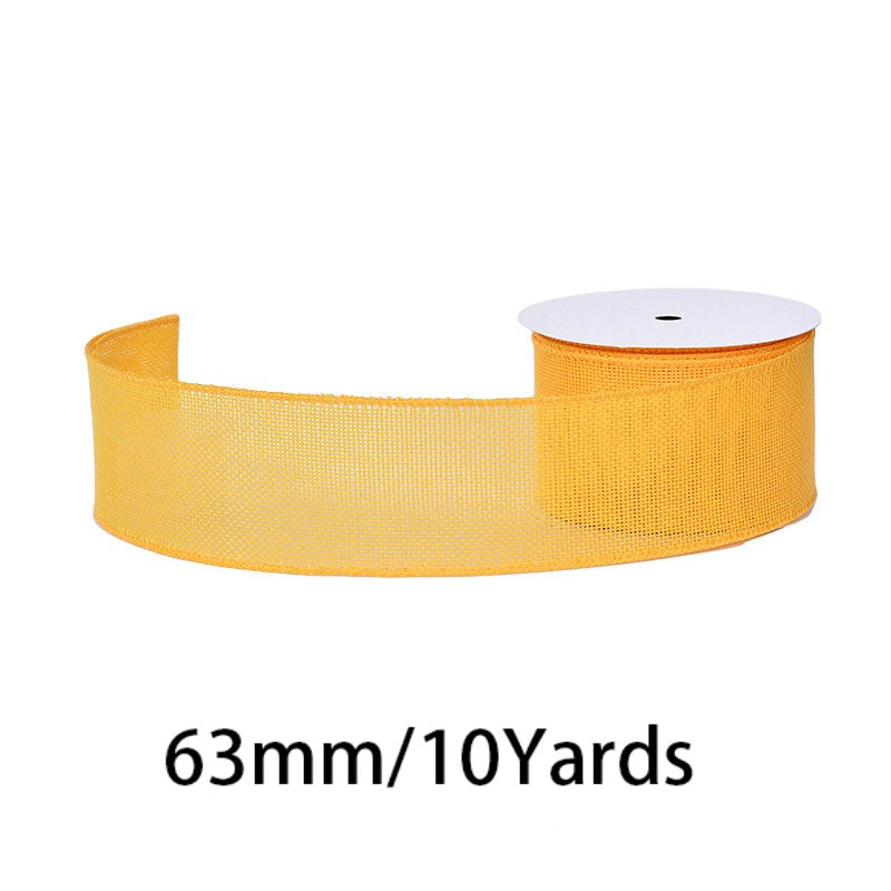 27 Colors Available Linen Craft Ribbon, 63mm Wide, 10 Yards per Roll, Fine Grain / Coarse Grain Options, Suitable for DIY Crafts and Gift Wrapping.