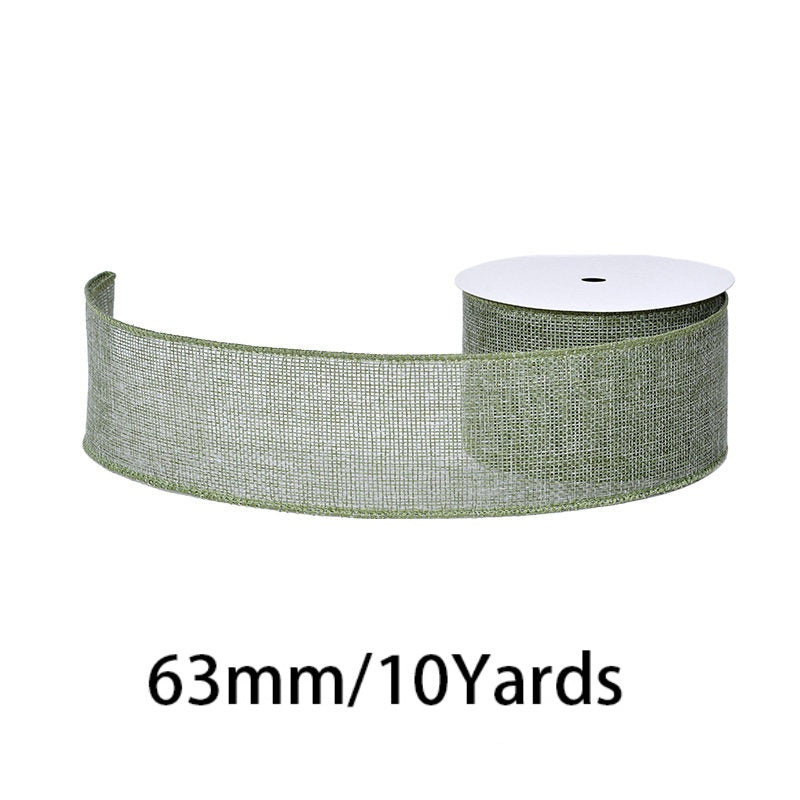27 Colors Available Linen Craft Ribbon, 63mm Wide, 10 Yards per Roll, Fine Grain / Coarse Grain Options, Suitable for DIY Crafts and Gift Wrapping.