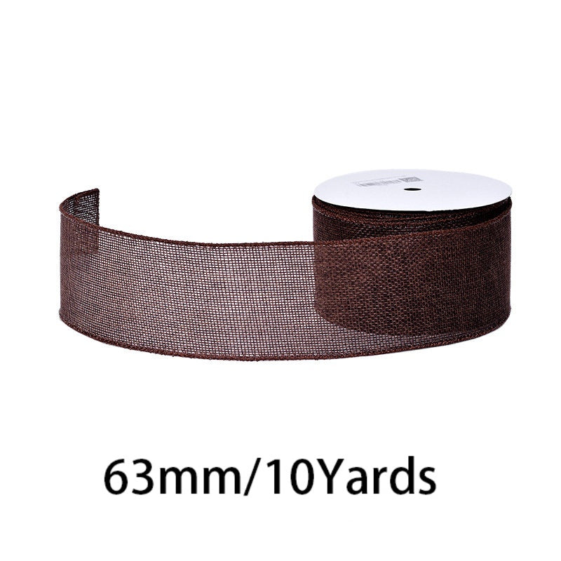 27 Colors Available Linen Craft Ribbon, 63mm Wide, 10 Yards per Roll, Fine Grain / Coarse Grain Options, Suitable for DIY Crafts and Gift Wrapping.