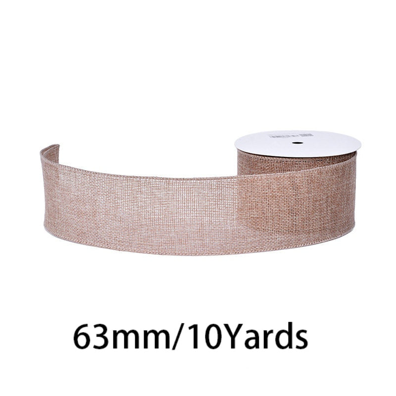 27 Colors Available Linen Craft Ribbon, 63mm Wide, 10 Yards per Roll, Fine Grain / Coarse Grain Options, Suitable for DIY Crafts and Gift Wrapping.