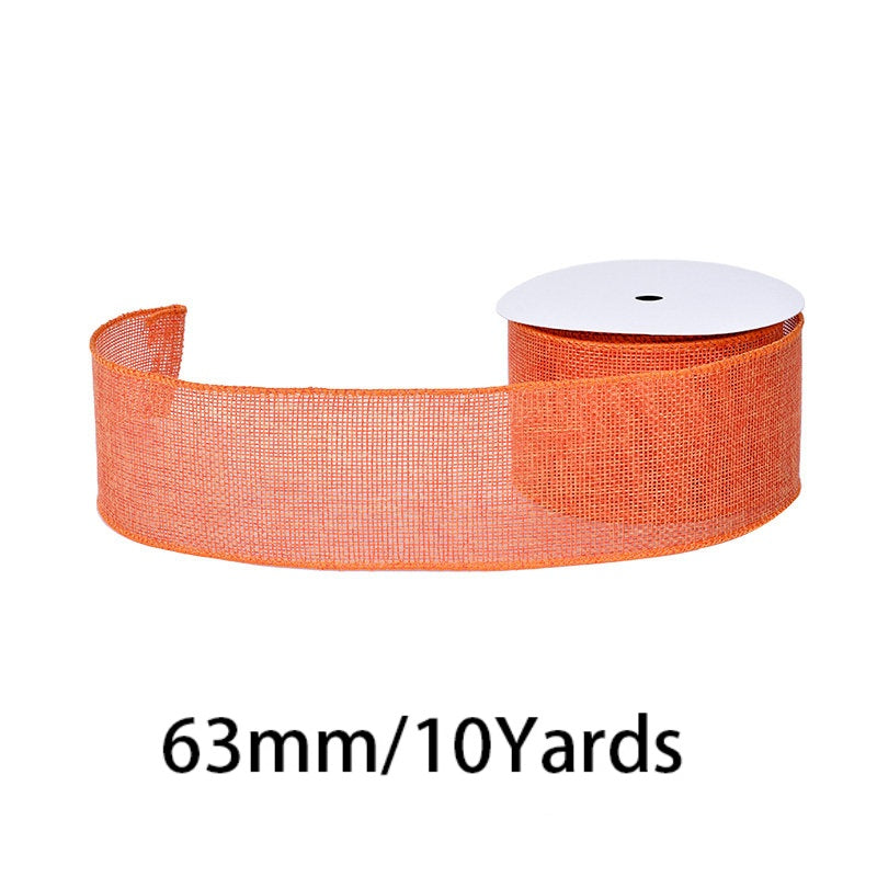 27 Colors Available Linen Craft Ribbon, 63mm Wide, 10 Yards per Roll, Fine Grain / Coarse Grain Options, Suitable for DIY Crafts and Gift Wrapping.