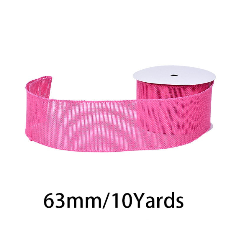 27 Colors Available Linen Craft Ribbon, 63mm Wide, 10 Yards per Roll, Fine Grain / Coarse Grain Options, Suitable for DIY Crafts and Gift Wrapping.