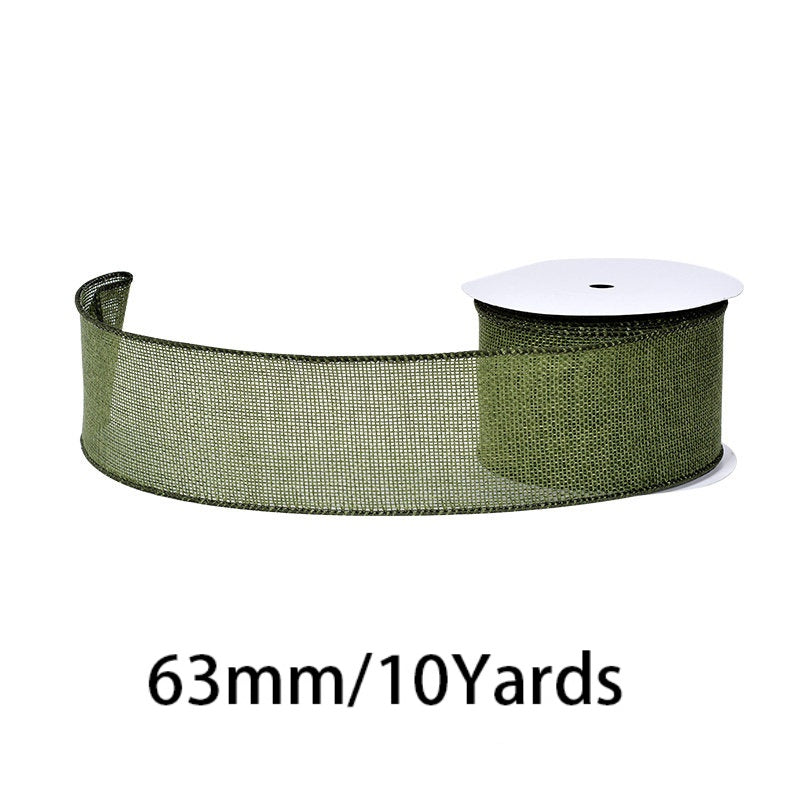 27 Colors Available Linen Craft Ribbon, 63mm Wide, 10 Yards per Roll, Fine Grain / Coarse Grain Options, Suitable for DIY Crafts and Gift Wrapping.