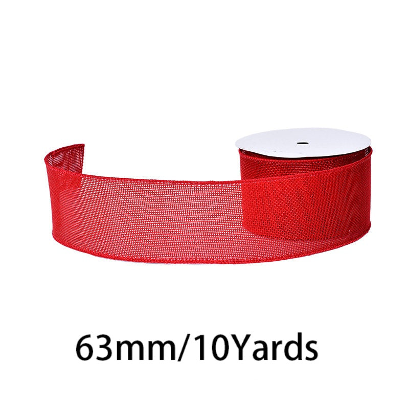 27 Colors Available Linen Craft Ribbon, 63mm Wide, 10 Yards per Roll, Fine Grain / Coarse Grain Options, Suitable for DIY Crafts and Gift Wrapping.