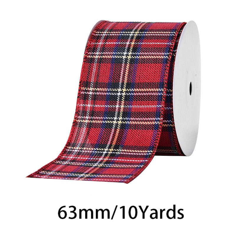 2.5Inch(63mm) 10Yards Christmas Wired Edge Ribbon, 24 Styles Available. Christmas wired edge ribbon, ideal for Christmas tree decoration, gift wrapping and festive floral arrangements.