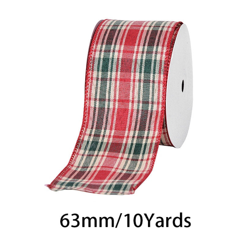 2.5Inch(63mm) 10Yards Christmas Wired Edge Ribbon, 24 Styles Available. Christmas wired edge ribbon, ideal for Christmas tree decoration, gift wrapping and festive floral arrangements.