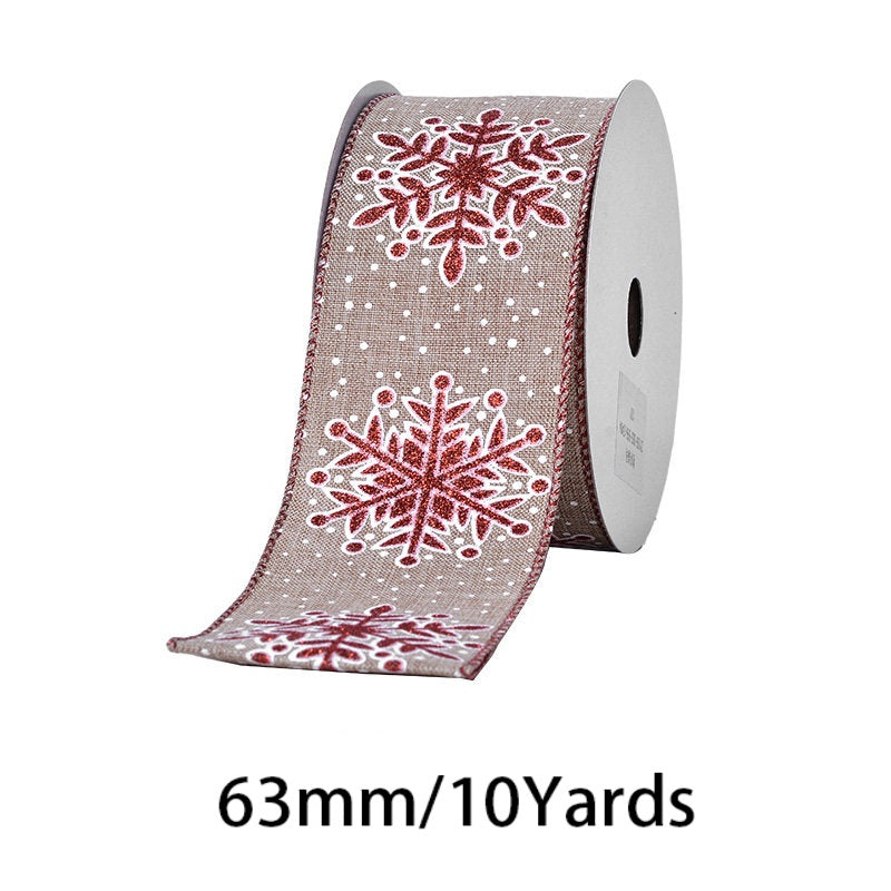 2.5Inch(63mm) 10Yards Christmas Wired Edge Ribbon, 24 Styles Available. Christmas wired edge ribbon, ideal for Christmas tree decoration, gift wrapping and festive floral arrangements.