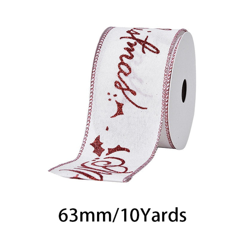 2.5Inch(63mm) 10Yards Christmas Wired Edge Ribbon, 24 Styles Available. Christmas wired edge ribbon, ideal for Christmas tree decoration, gift wrapping and festive floral arrangements.