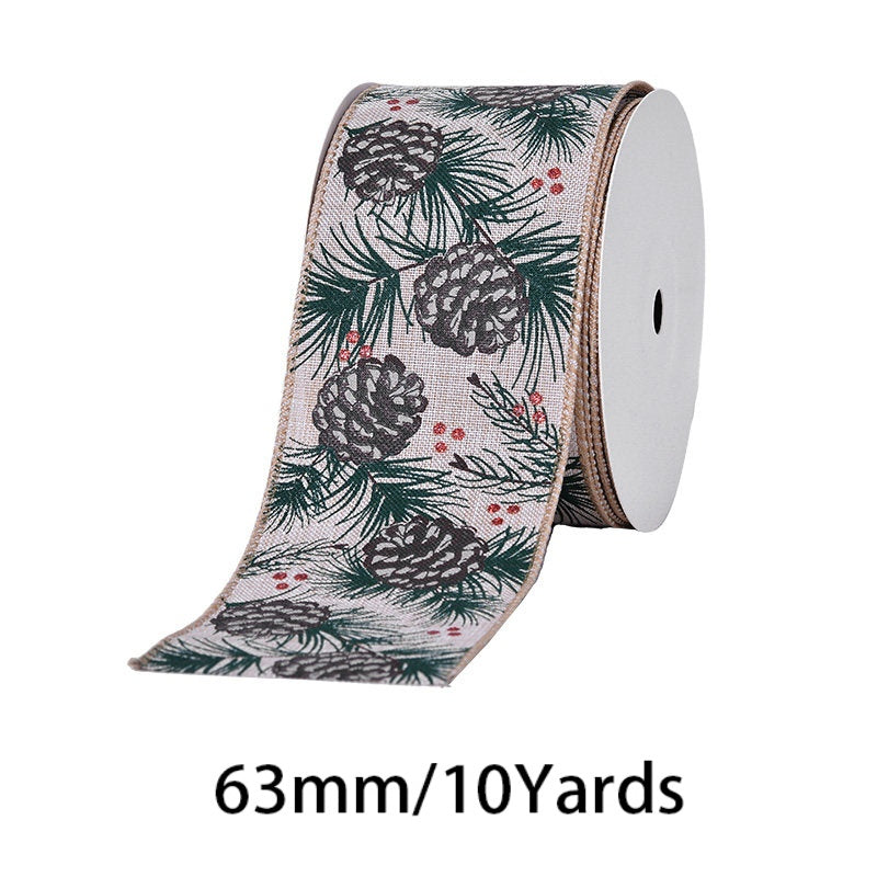 2.5Inch(63mm) 10Yards Christmas Wired Edge Ribbon, 24 Styles Available. Christmas wired edge ribbon, ideal for Christmas tree decoration, gift wrapping and festive floral arrangements.