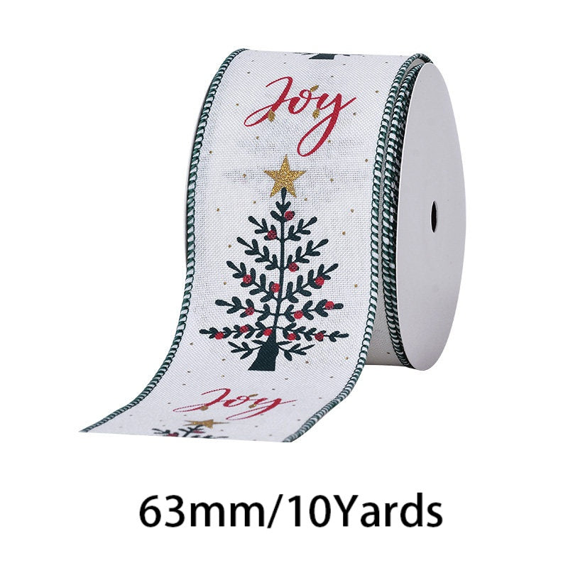 2.5Inch(63mm) 10Yards Christmas Wired Edge Ribbon, 24 Styles Available. Christmas wired edge ribbon, ideal for Christmas tree decoration, gift wrapping and festive floral arrangements.
